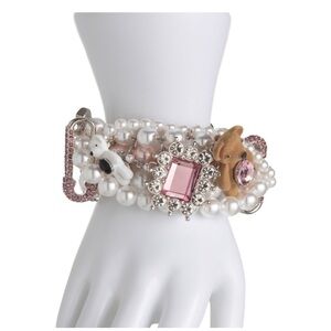 Betsey Johnson Teddy Bear Bauble Toggle Charm Bracelet